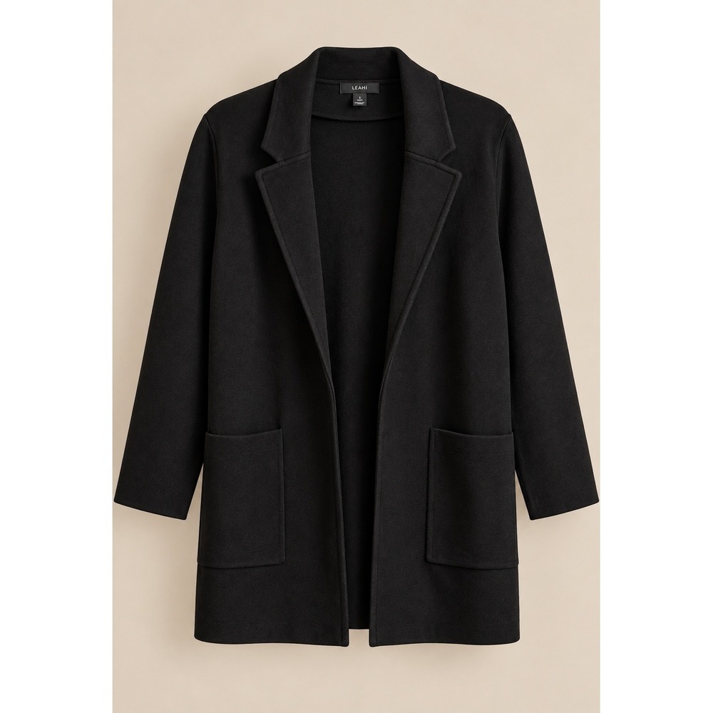 J.Crew Women Sweater Blazer XS Black Juliette Open Front Knit J6339 Pocket